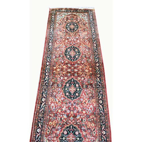 119 - FINE PERSIAN SILK RUNNER, hand-knotted, 260cm x 80cm.