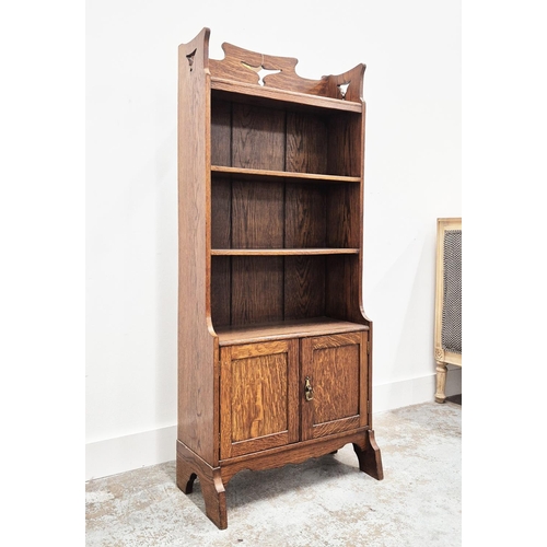 282 - BOOKCASE, Arts and Crafts oak, 134cm H x 56cm x 29cm.