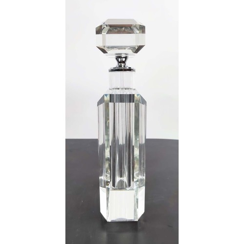 444 - PERFUME BOTTLES, a pair, cut glass, 26cm H x 17cm W. (2)