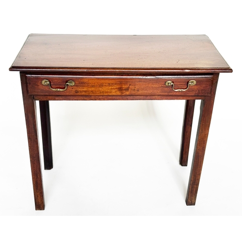 157 - WRITING TABLE, George III mahogany, rectangular with full width drawer and inner chamferred square s... 