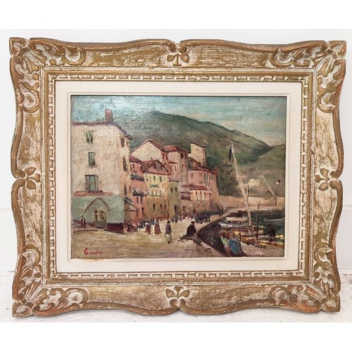 40 - AUGUSTE JEAN GAUDIN (1914-1992), 'Villefranche Sur Mer, oil on board, 26cm x 34cm, signed, framed (s... 