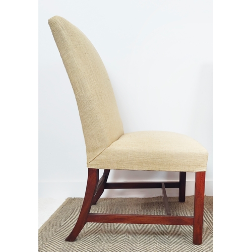 170 - SIDE CHAIRS, a set of four, George III style mahogany and hessian upholstered, 97cm H x 60cm W x 64c... 