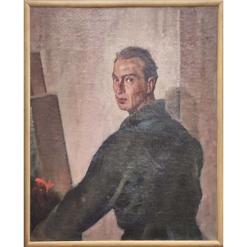 46 - GAETANO SPARACINO, 'Self portrait', oil on canvas, 82cm x 66cm, framed.