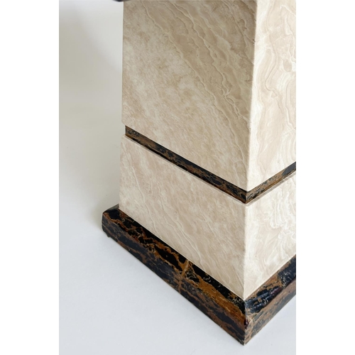 195 - CONSOLE TABLE, Italian travertine marble, rectangular with two tone plinth support, 110cm W x 40cm D... 