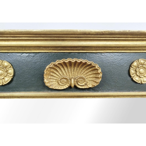 131 - OVERMANTEL, Regency re-gilt and painted with old triple plates, 62cm H x 127cm W.