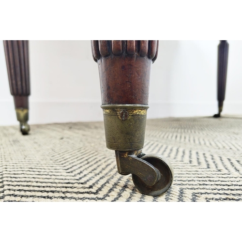 132 - DINING TABLE, George IV mahogany, circa 1820, with two extra leaves on brass castors, 71cm H x 111cm... 