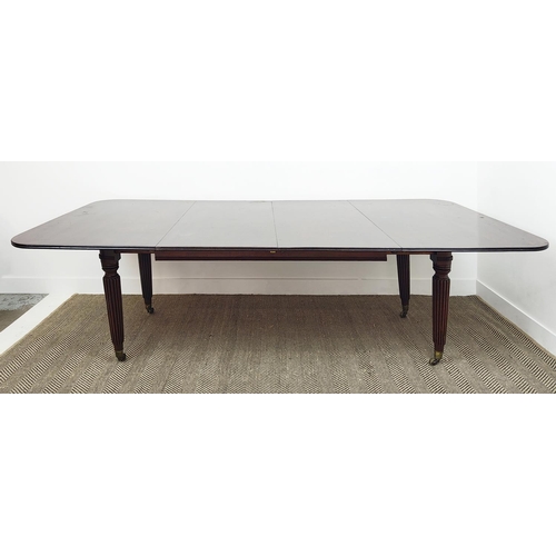 132 - DINING TABLE, George IV mahogany, circa 1820, with two extra leaves on brass castors, 71cm H x 111cm... 