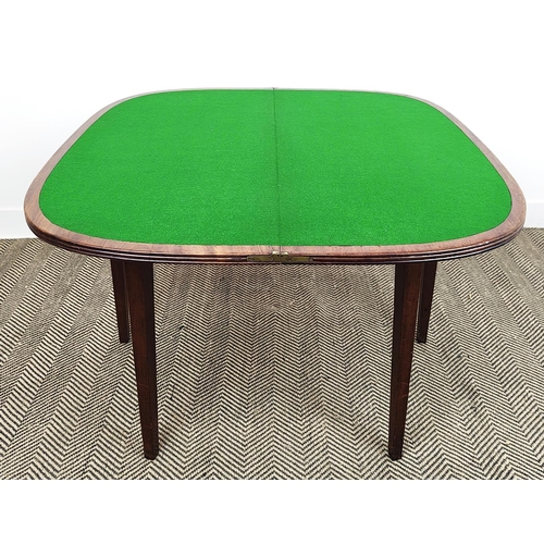 134 - CARD TABLE, Regency mahogany and line inlaid with green baize and dummy drawer frieze, 75cm H x 97cm... 