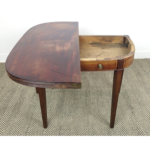 134 - CARD TABLE, Regency mahogany and line inlaid with green baize and dummy drawer frieze, 75cm H x 97cm... 