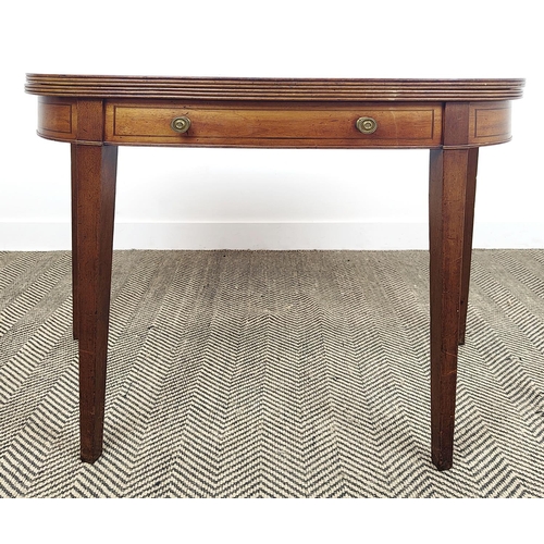 134 - CARD TABLE, Regency mahogany and line inlaid with green baize and dummy drawer frieze, 75cm H x 97cm... 