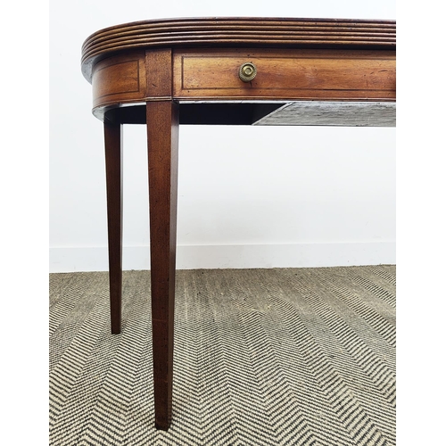 134 - CARD TABLE, Regency mahogany and line inlaid with green baize and dummy drawer frieze, 75cm H x 97cm... 