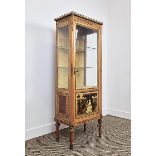 137 - VITRINE, Louis XVI style gilt metal mounted and painted with velvet lined interior and two glass she... 