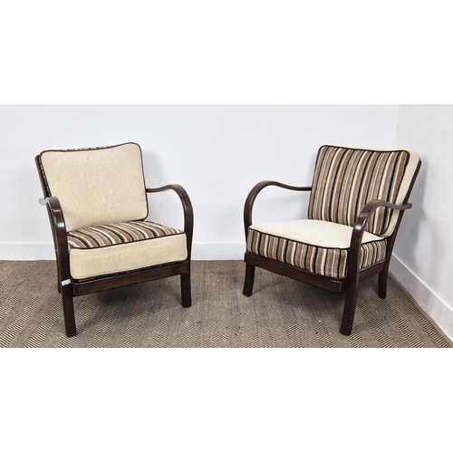 141 - HALABALA STYLE CHAIRS, a pair, Art Deco bentwood, 72cm H x 65cm W. (2)