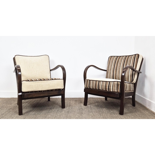 141 - HALABALA STYLE CHAIRS, a pair, Art Deco bentwood, 72cm H x 65cm W. (2)