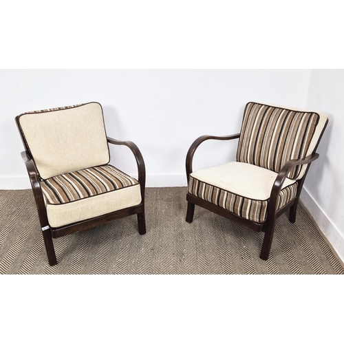 141 - HALABALA STYLE CHAIRS, a pair, Art Deco bentwood, 72cm H x 65cm W. (2)