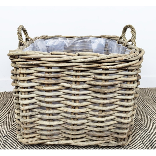 143 - LOG BASKET, 64cm H x 66cm x 66cm.