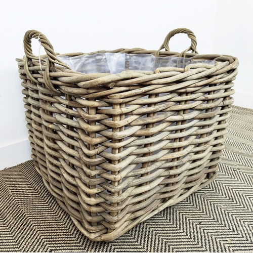 143 - LOG BASKET, 64cm H x 66cm x 66cm.