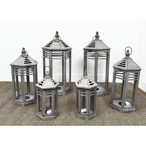 145 - LANTERNS, a set of six, largest 80cm H. (6)