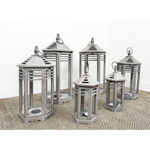 145 - LANTERNS, a set of six, largest 80cm H. (6)