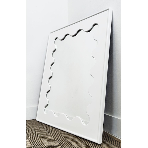 403 - JONATHAN ADLER WALL MIRROR, white squiggle frame, 66cm W x 83cm H.