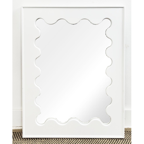 403 - JONATHAN ADLER WALL MIRROR, white squiggle frame, 66cm W x 83cm H.