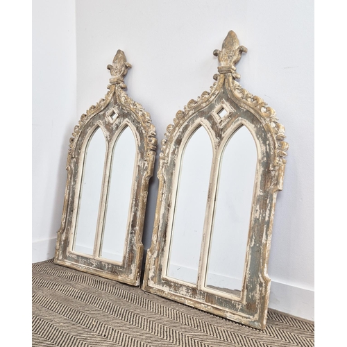 419 - ARCHITECTURAL WALL MIRRORS, a pair, 116cm x 61cm approx. (2)