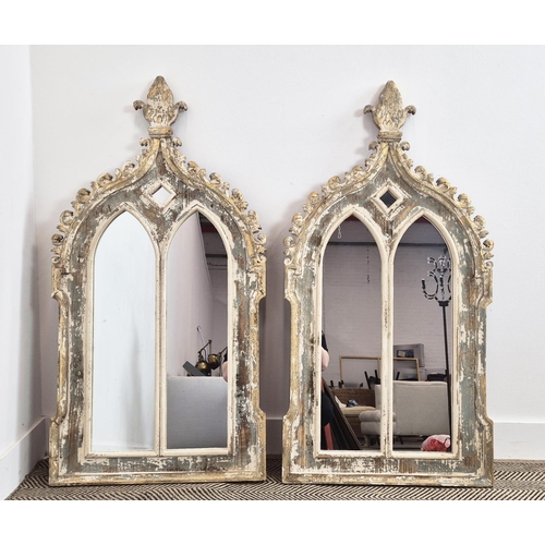 419 - ARCHITECTURAL WALL MIRRORS, a pair, 116cm x 61cm approx. (2)