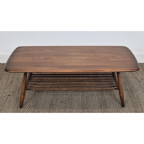 421 - ERCOL COFFEE TABLE, 103cm x 46cm x 36cm.