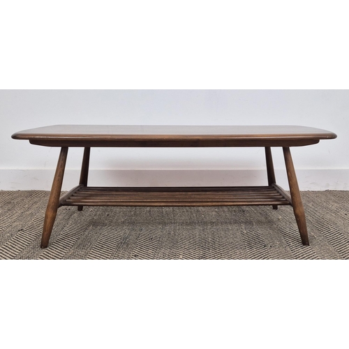 421 - ERCOL COFFEE TABLE, 103cm x 46cm x 36cm.