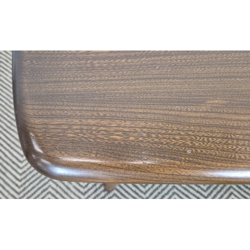 421 - ERCOL COFFEE TABLE, 103cm x 46cm x 36cm.