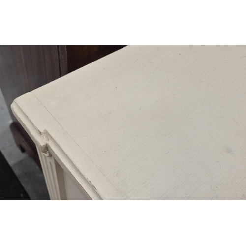 424 - CHEST OF DRAWERS, white painted with three drawers, 111.5cm x 47cm x 82.5cm approx.