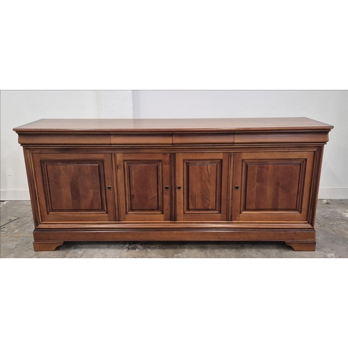 428 - SIDEBOARD, four drawers above three lockable doors, 225cm x 52.5cm x 97cm.