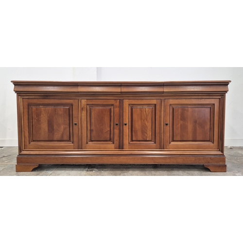 428 - SIDEBOARD, four drawers above three lockable doors, 225cm x 52.5cm x 97cm.