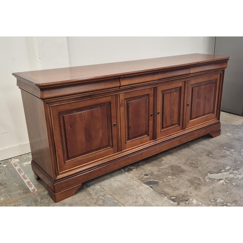 428 - SIDEBOARD, four drawers above three lockable doors, 225cm x 52.5cm x 97cm.