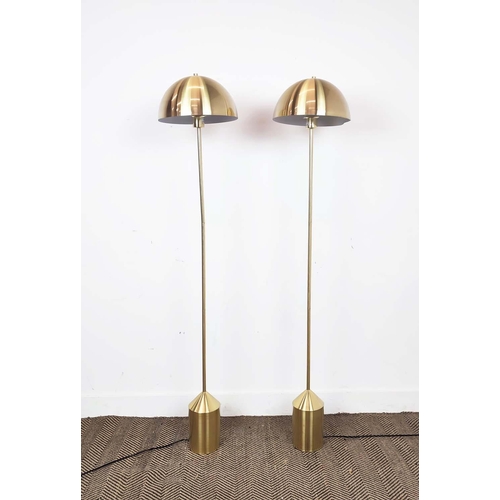 430 - FLOOR LAMPS, a pair, 1950s Italian style, gilt metal, 155cm H approx. (2)