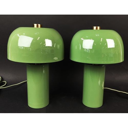 445 - TABLE LAMPS, 1950s Italian style, green lacquered finish, 37.5cm H approx. (2)