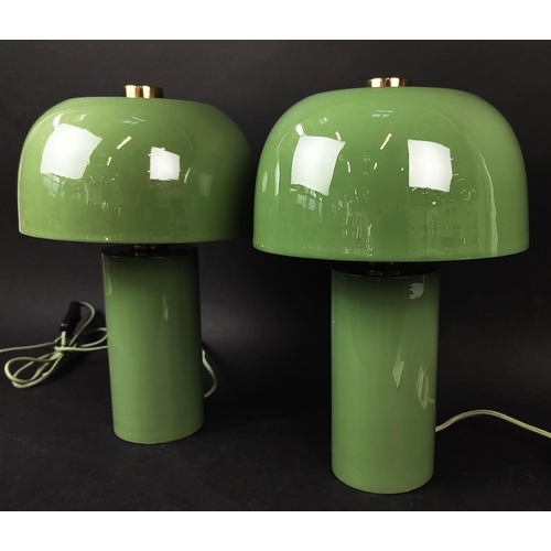 445 - TABLE LAMPS, 1950s Italian style, green lacquered finish, 37.5cm H approx. (2)