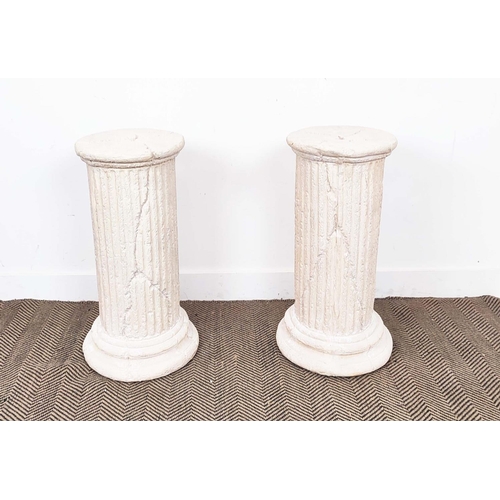 451 - FAUX STONE COLUMNS, a pair, 70cm H. (2)