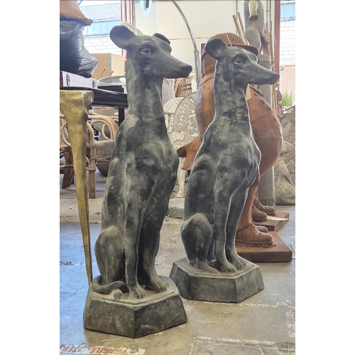 455 - CAST METAL SCULPTURAL DOGS, a pair, 92cm H. (2)