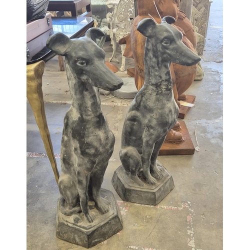 455 - CAST METAL SCULPTURAL DOGS, a pair, 92cm H. (2)