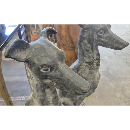 455 - CAST METAL SCULPTURAL DOGS, a pair, 92cm H. (2)