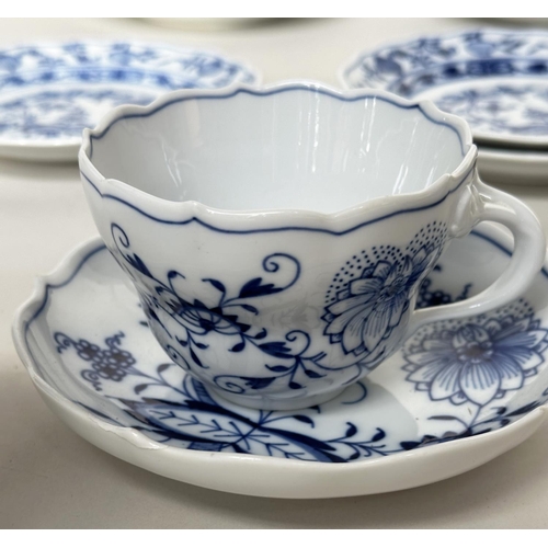 114 - PART TEA SERVICE BY MEISSEN, Meissen 'blue onion' pattern, including plates, cups, candlesticks and ... 