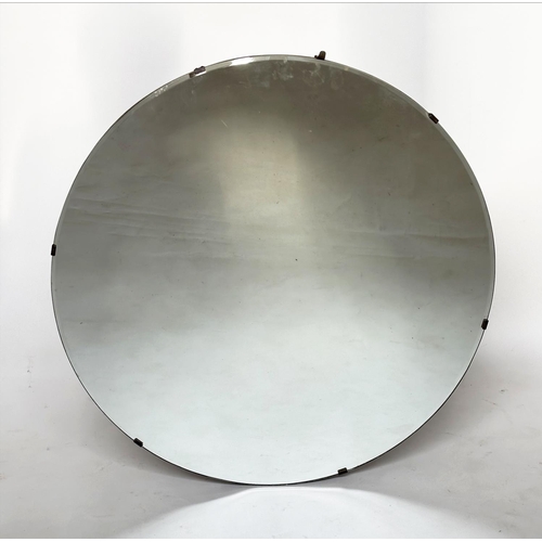 115 - WALL MIRROR, Art Deco bevelled circular plate, 76cm W.