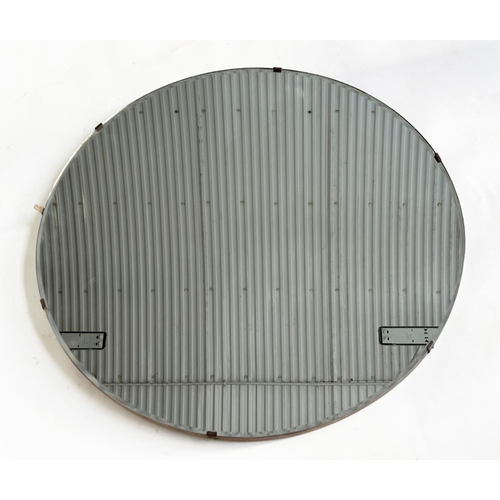 115 - WALL MIRROR, Art Deco bevelled circular plate, 76cm W.