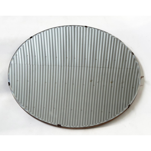 115 - WALL MIRROR, Art Deco bevelled circular plate, 76cm W.