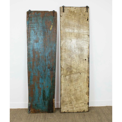 420 - INDIAN STYLE PANELS, a set of two, 193.5cm x 53cm approx at largest. (2)