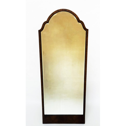 127 - DRESSING MIRROR, late 18th century walnut with arched bevelled plate, 61cm W x 159cm H.