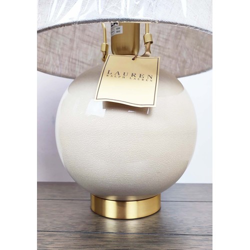 437 - LAUREN RALPH LAUREN HOME TABLE LAMPS, a pair,  glazed ceramic and gilt metal, with shades, 47cm H ap... 