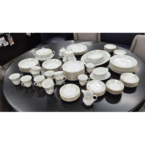 16 - NORITAKE 'GREEN HILL' DINNER AND TEA SERVICE, comprising twelve place settings, including cups, sauc... 