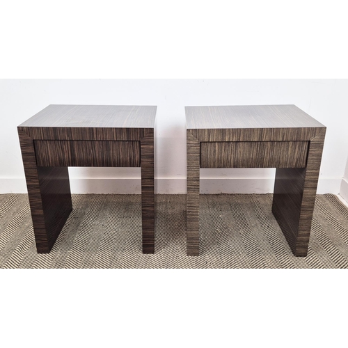 452 - SIDE TABLES, a pair, art deco style, each with a drawer, 66cm x 44.5cm x 67.5cm. (2)